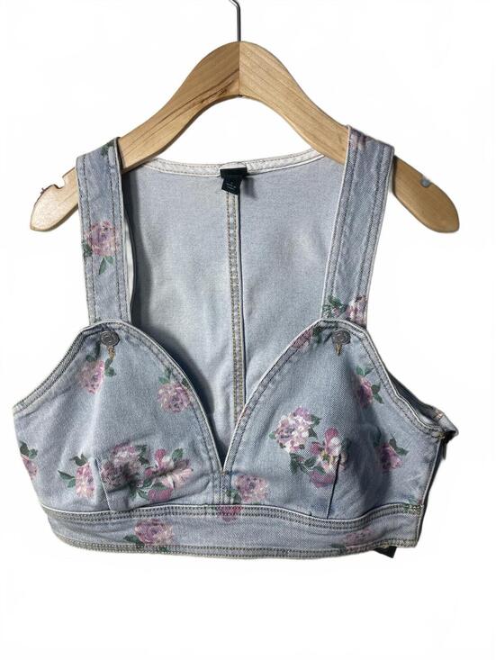 wild fable Tops - Wild Fable Denim Jean Top Women's Small Floral Boho Punk NWT
